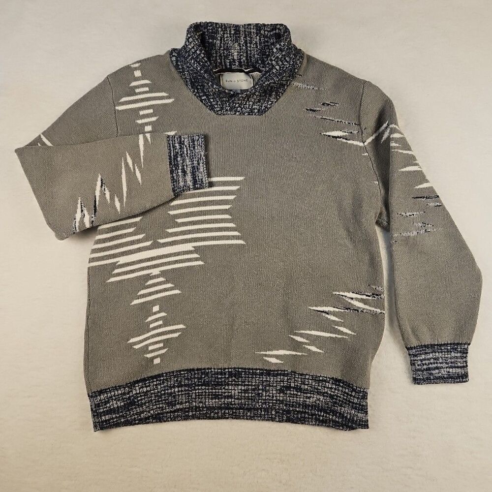 Sun + Stone Pullover‎ Knit Sweater Mens Sz XXL Gray Long Sleeve Cotton Skiing